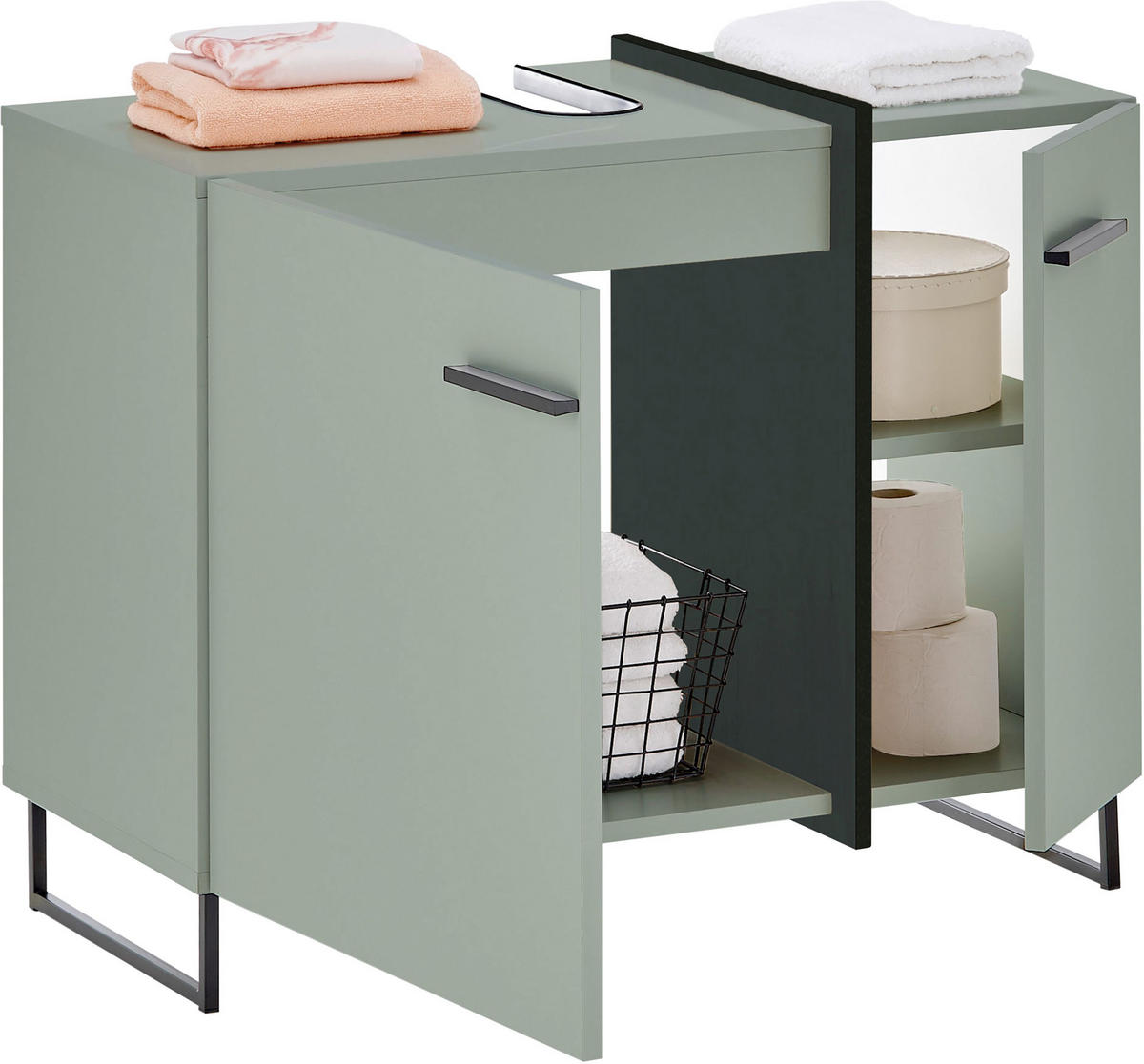 WASCHBECKENUNTERSCHRANK 80/64/41 cm  - Schwarz/Grün, LIFESTYLE, Holzwerkstoff/Kunststoff (80/64/41cm) - home24