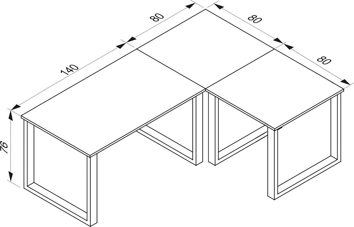 ECKSCHREIBTISCH  in Weiß  - Weiß, MODERN, Holzwerkstoff/Metall (220/160/76cm) - MID.YOU