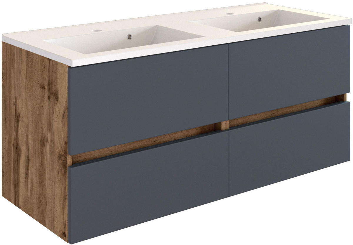 WASCHTISCHKOMBI 120 cm  - Eiche Wotan/Weiß, Design, Holzwerkstoff/Stein (120cm) - Held
