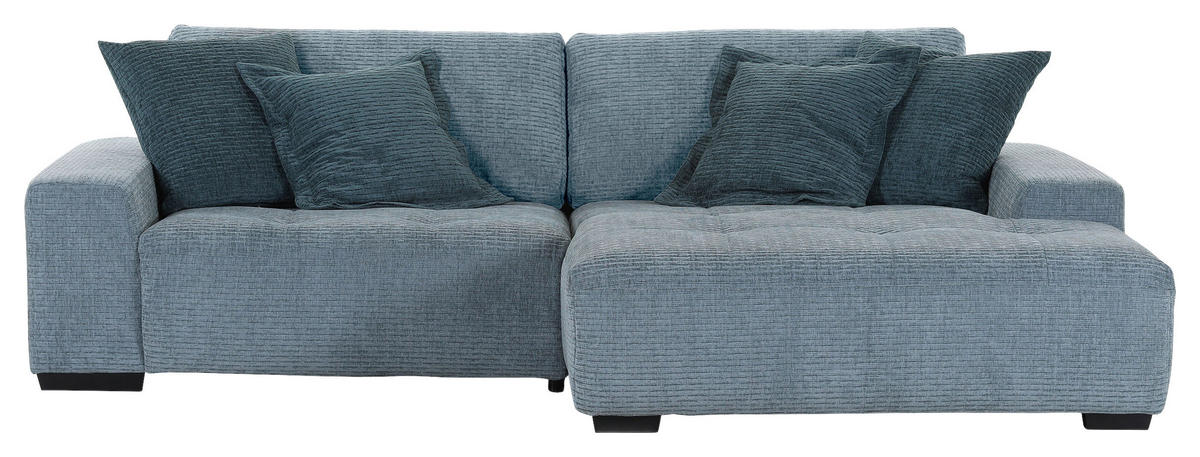 ECKSOFA  in Flachgewebe Blau, Petrol  270/190 cm  - Blau/Petrol, KONVENTIONELL, Holz/Textil (270/190cm) - Carryhome