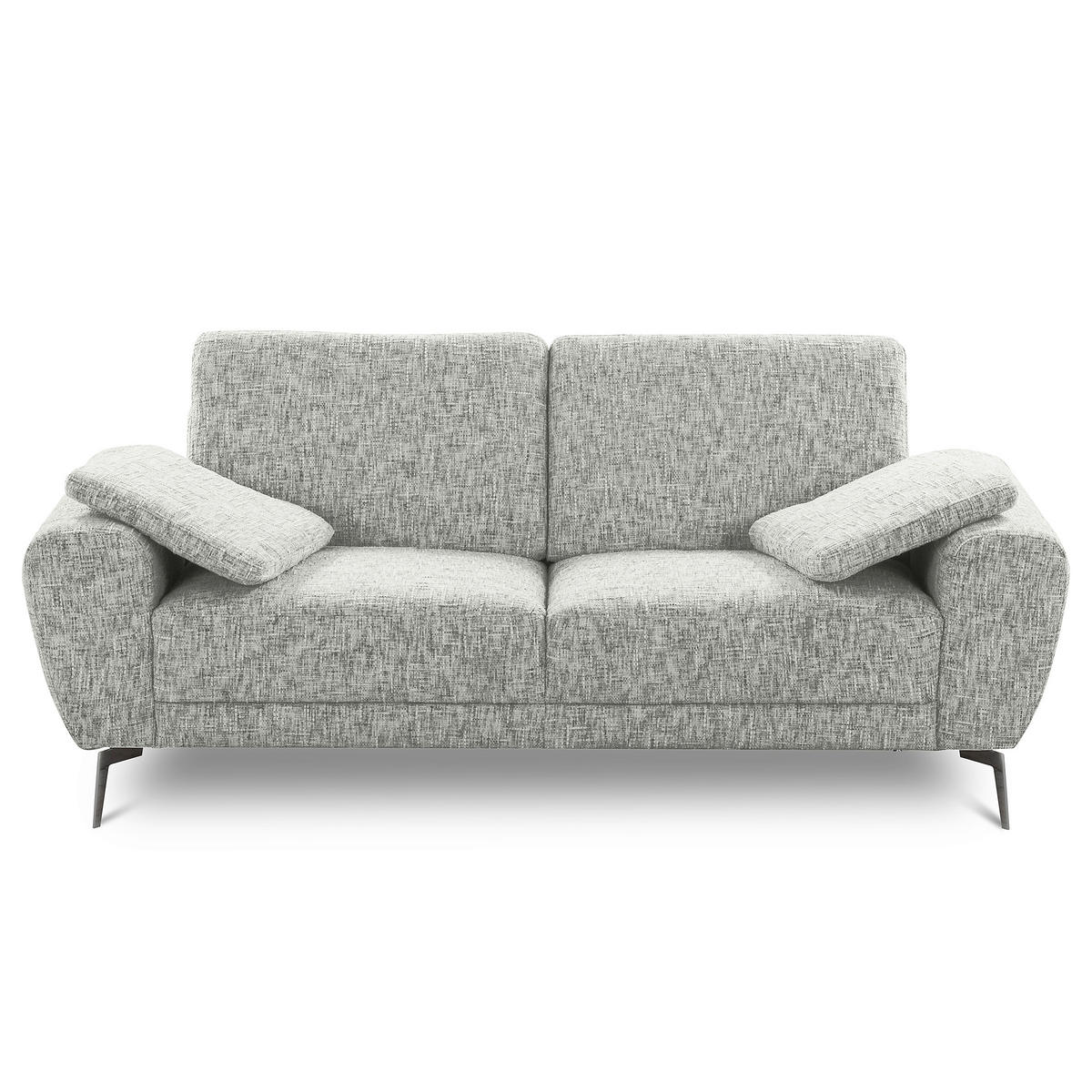 2-SITZER-SOFA SPRING Webstoff Grau  - Schwarz/Grau, Design, Textil/Metall (157/85/92cm) - Livetastic