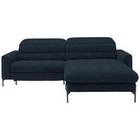 ECKSOFA in Flachgewebe Blau  - Blau/Schwarz, Design, Textil/Metall (252/191cm) - Dieter Knoll