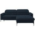 ECKSOFA  in Flachgewebe Blau  252/191 cm  - Blau/Schwarz, Design, Textil/Metall (252/191cm) - Dieter Knoll
