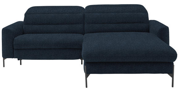 ECKSOFA  in Flachgewebe Blau  252/191 cm  - Blau/Schwarz, Design, Textil/Metall (252/191cm) - Dieter Knoll