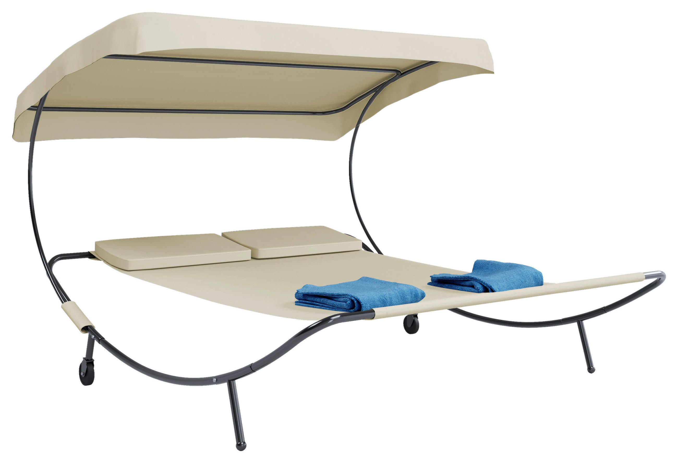 DOPPELLIEGE 130/137/200 cm  - Creme, Basics, Textil/Metall (130/137/200cm) - MID.YOU