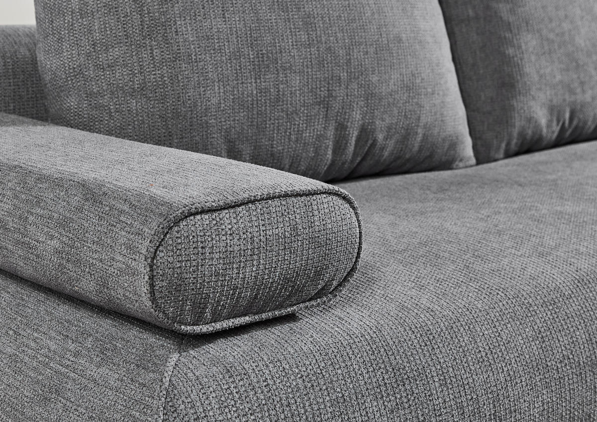 SCHLAFSOFA Webstoff Anthrazit  inkl. Rückenkissen, Armlehnenkissen, Bettkasten, Schlaffunktion, Rücken echt, Liegefläche im Originalstoff  - Edelstahlfarben/Anthrazit, KONVENTIONELL, Textil/Metall (199/95/97cm) - Carryhome