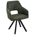 ARMLEHNSTUHL  Beinauswahl, Stoffauswahl, erweiterbar, Typenauswahl, inklusive Armlehnen, Gestellauswahl, abwischbar Mikrofaser  - Schwarz/Olivgrün, Design, Holz/Textil (57/84/57cm) - Voleo