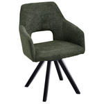 ARMLEHNSTUHL drehbar  Beinauswahl, Stoffauswahl, erweiterbar, Typenauswahl, inklusive Armlehnen, Gestellauswahl, abwischbar, Sitzfläche 180° drehbar, automatische Rückholfunktion Mikrofaser  - Schwarz/Olivgrün, Design, Holz/Textil (57/84/57cm) - Voleo