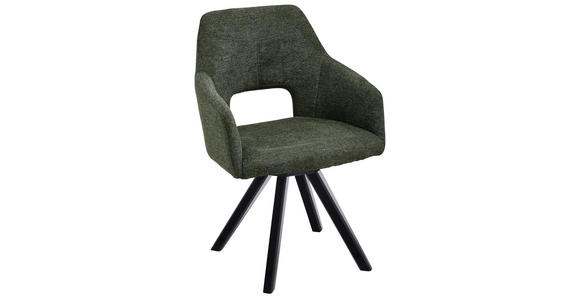 ARMLEHNSTUHL  Beinauswahl, Stoffauswahl, erweiterbar, Typenauswahl, inklusive Armlehnen, Gestellauswahl, abwischbar Mikrofaser  - Schwarz/Olivgrün, Design, Holz/Textil (57/84/57cm) - Voleo