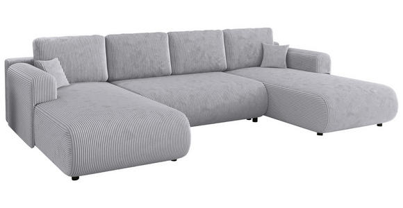 Wohnlandschaft inkl. Funktion Grau Cord  - Schwarz/Grau, KONVENTIONELL, Textil (200/360/200cm) - Xora