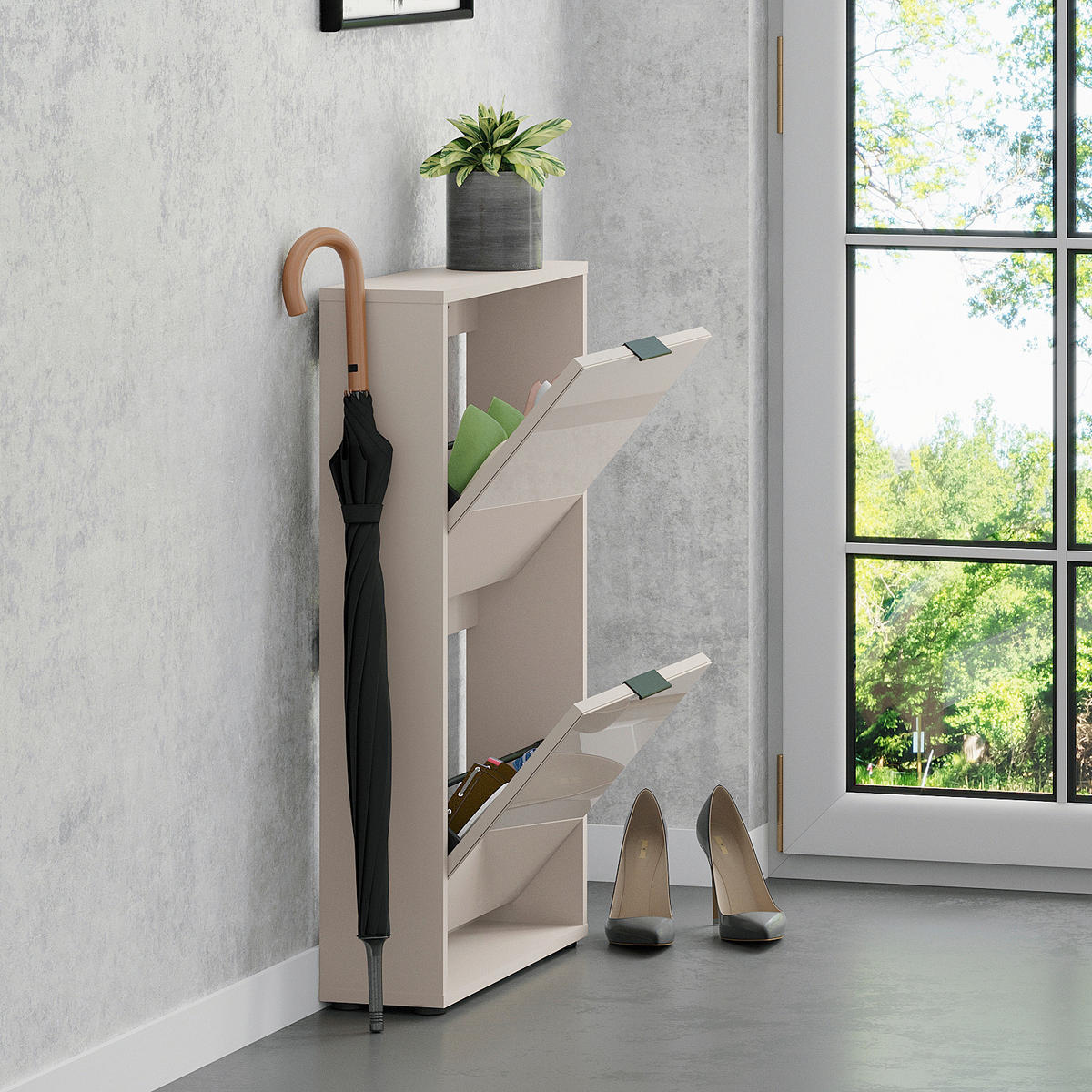 SCHUHKIPPER - Kaschmir/Schwarz, MODERN, Glas/Holzwerkstoff (60/93/17cm) - Boxxx