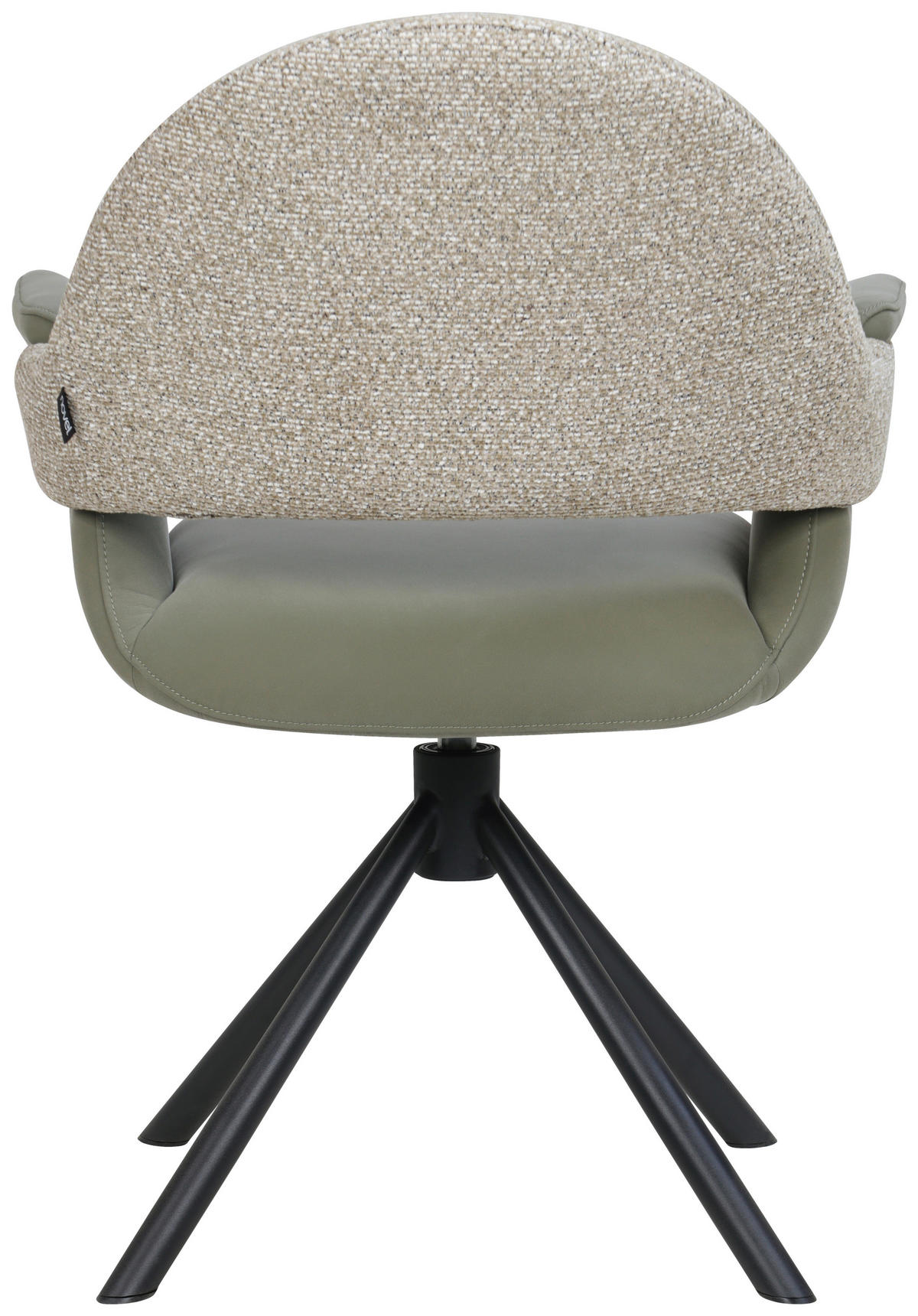 ARMLEHNSTUHL  Sitzfläche 360° drehbar, inklusive Armlehnen, automatische Rückholfunktion Webstoff Echtleder  - Salbeigrün/Schwarz, Design, Leder/Textil (62,5/86/64cm) - Novel