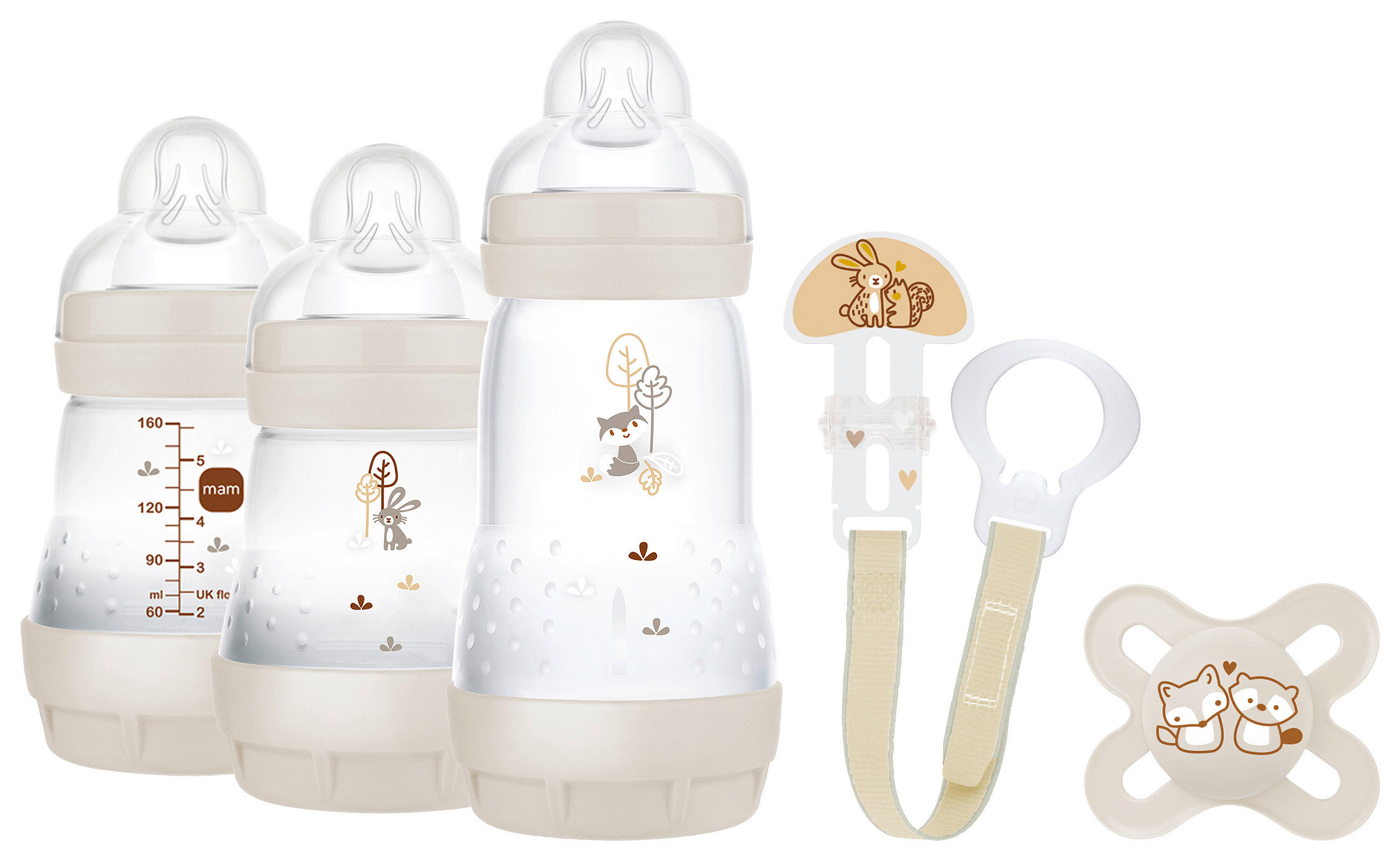 FLÄSCHCHENSET 5-teilig  - Beige, Basics, Kunststoff (21,6/23,3/7,4cm) - MAM