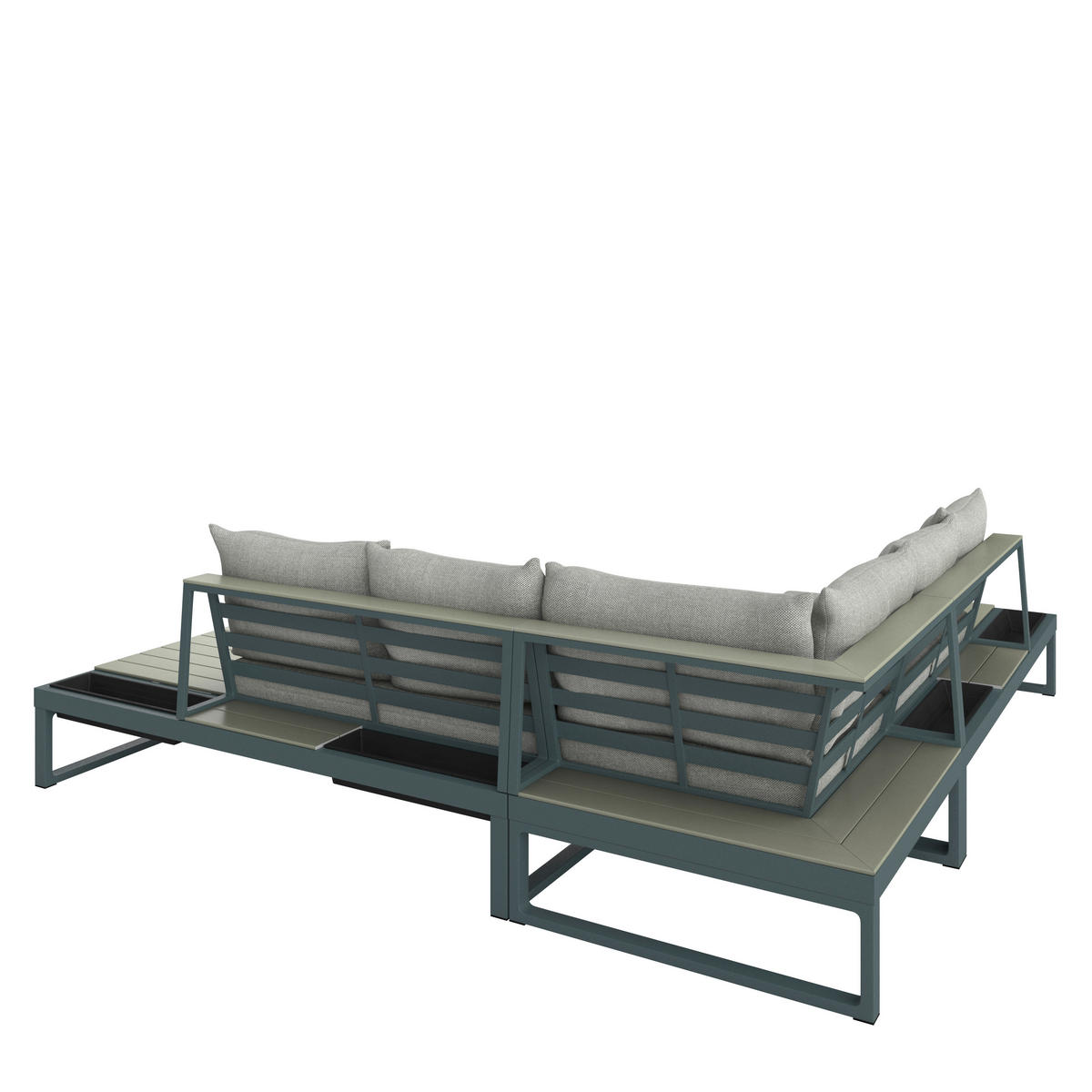LOUNGEGARNITUR Aluminium  - Dunkelgrau/Beige, MODERN, Textil/Metall - Ambia Garden