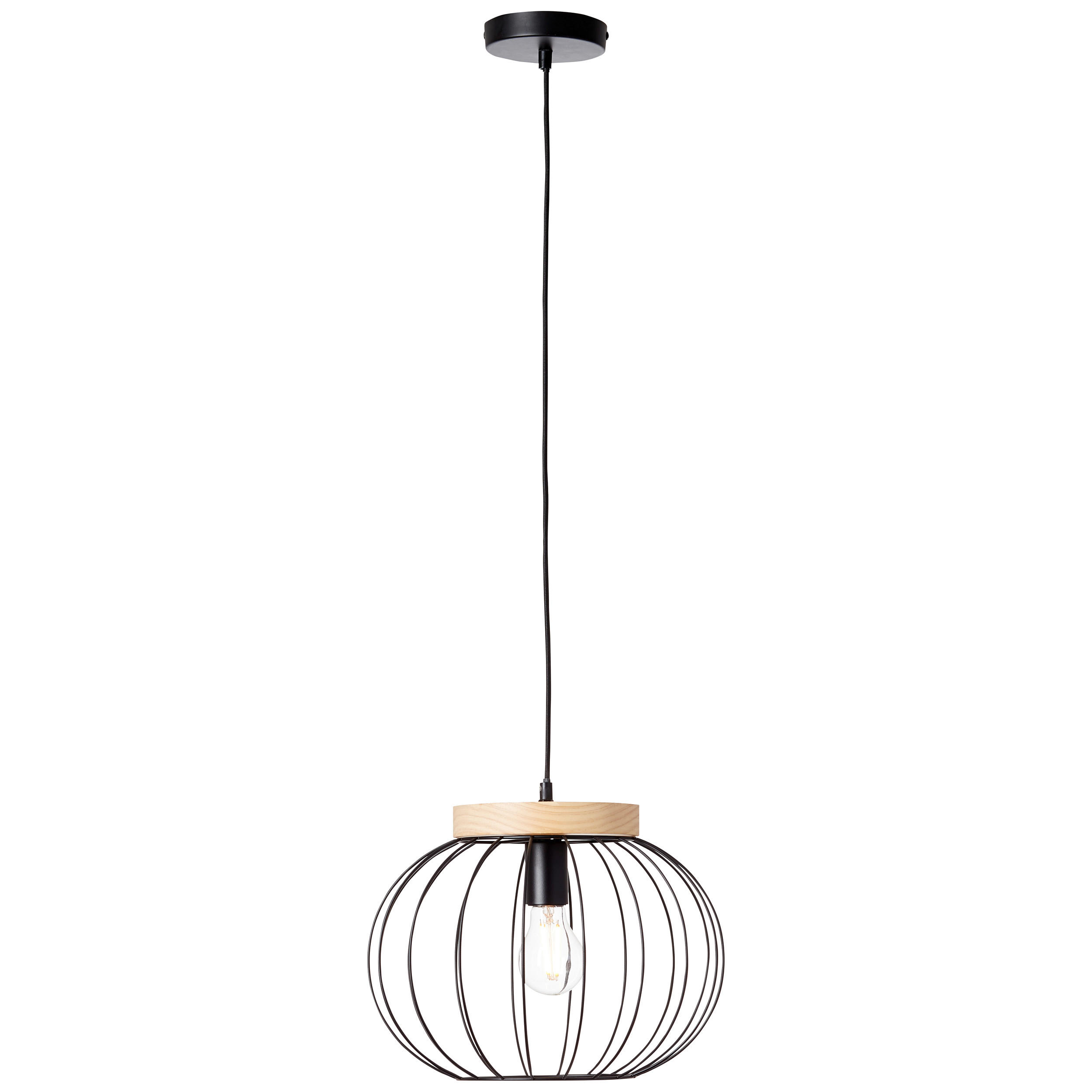HÄNGELEUCHTE Sorana  - Schwarz/Braun, Design, Holz/Metall (35,5/130cm)