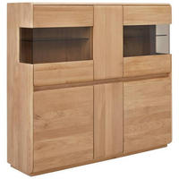 HIGHBOARD  in 153/138/41 cm  - Wildeiche, Basics, Glas/Holz (153/138/41cm) - Linea Natura