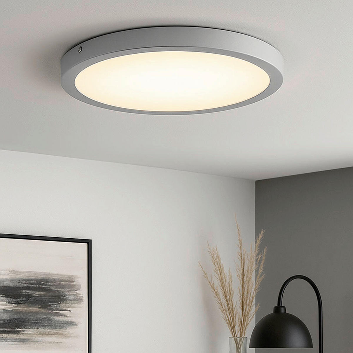 AUFBAULEUCHTE 30/3,2 cm   - Chromfarben/Weiß, Design, Kunststoff/Metall (30/3,2cm) - Globo