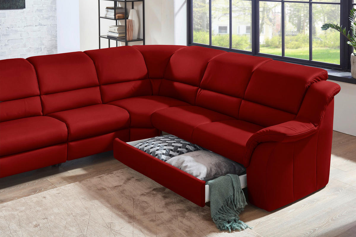ECKSOFA  in Echtleder Rot  324/260 cm  - Chromfarben/Rot, KONVENTIONELL, Leder/Kunststoff (324/260cm) - Cantus