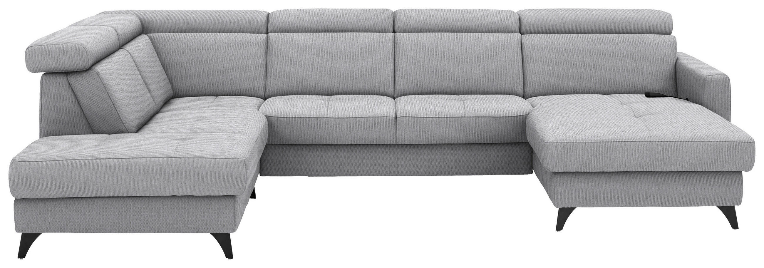 WOHNLANDSCHAFT Flachgewebe Silberfarben  - Silberfarben/Schwarz, Konventionell, Textil/Metall (215/333/174cm) - Beldomo System