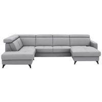 WOHNLANDSCHAFT Flachgewebe Silberfarben  - Silberfarben/Schwarz, Konventionell, Textil/Metall (215/333/174cm) - Beldomo System