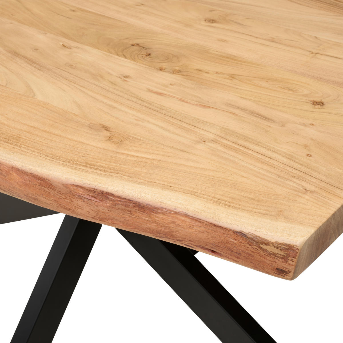 JEDÁLENSKÝ STÔL, akácia, farba akácie, 140/90/76 cm - čierna/farba akácie, Modern, kov/drevo (140/90/76cm) - P & B