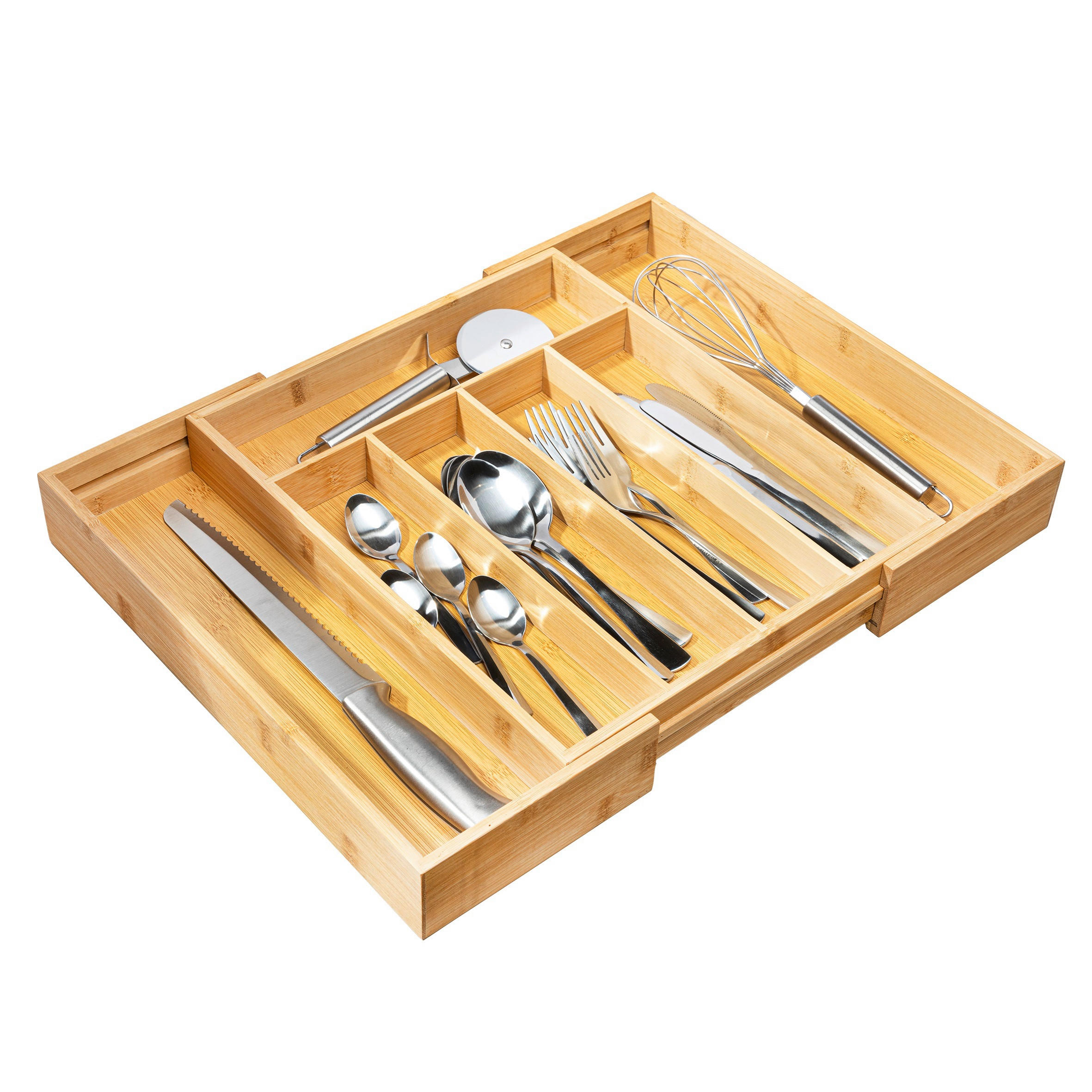 BESTECKSET  20-teilig  - Silberfarben/Naturfarben, KONVENTIONELL, Holz/Metall (31-48,6/5,5/37cm)