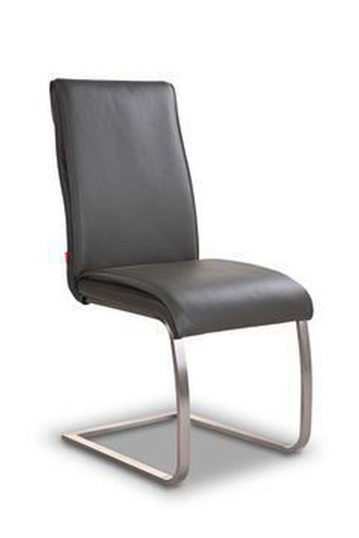 SCHWINGSTUHL  in Edelstahl Echtleder pigmentiert  - Edelstahlfarben/Dunkelgrau, Design, Leder/Metall (46/99/62cm) - Livetastic