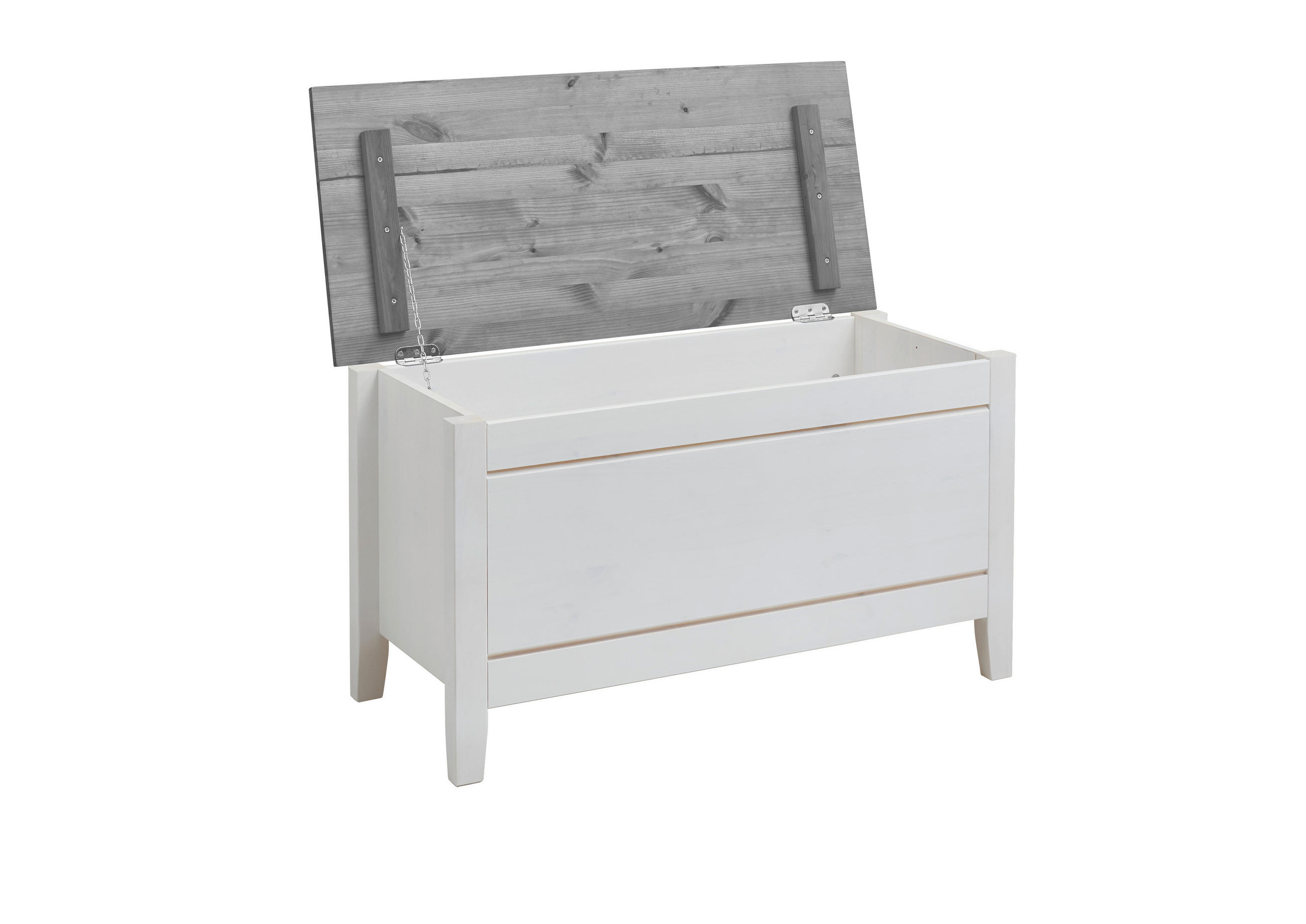 BETTBANK Kiefer Grau, Weiß  - Weiß/Grau, ROMANTIK / LANDHAUS, Holz (86/47/38cm) - Boxxx
