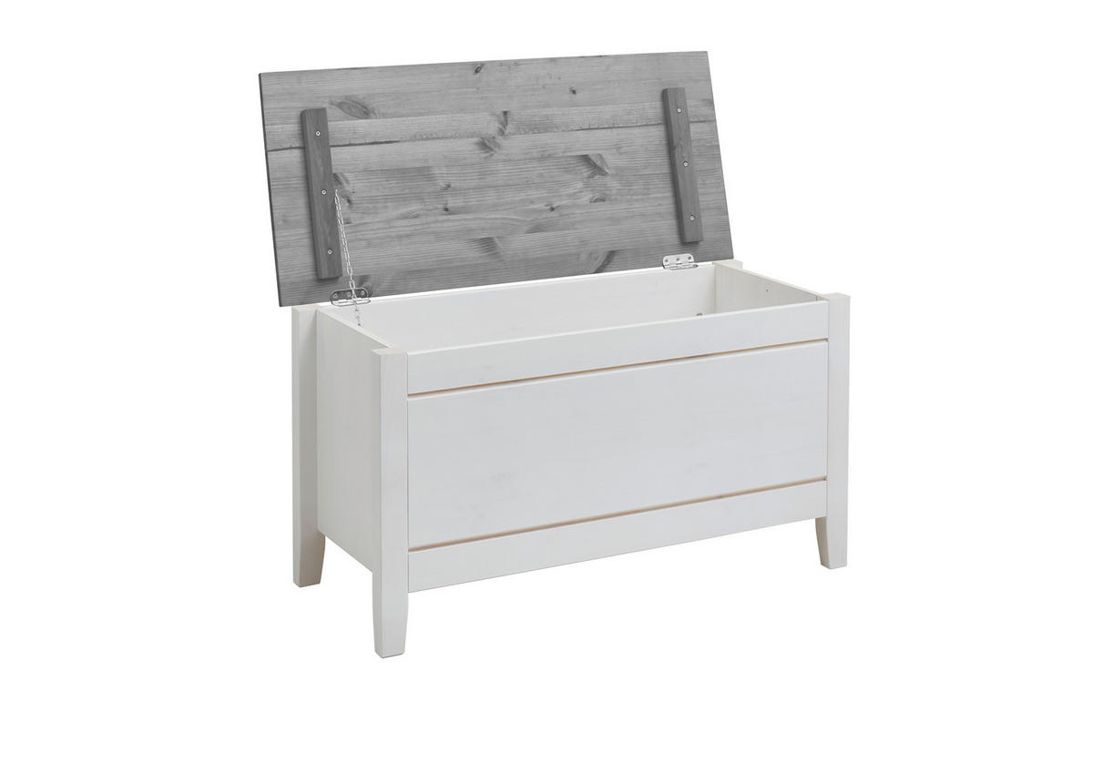 BETTBANK Kiefer Weiß, Grau  - Weiß/Grau, ROMANTIK / LANDHAUS, Holz (86/47/38cm) - Boxxx