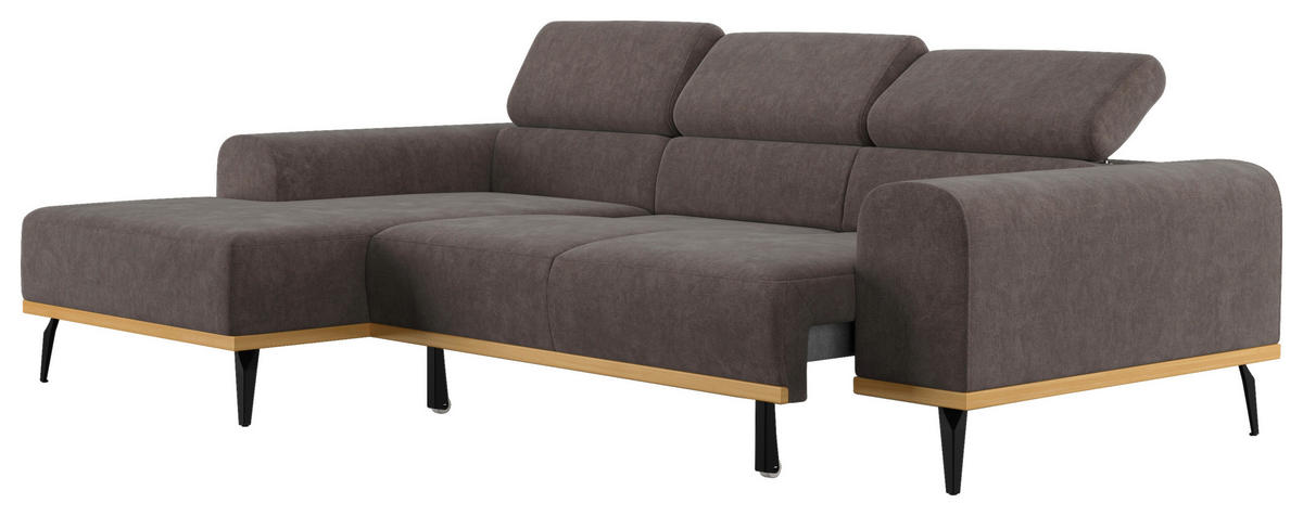 ECKSOFA in Mikrofaser Anthrazit  157/244 cm  - Anthrazit/Schwarz, KONVENTIONELL, Textil/Metall (157/244cm) - Cotta