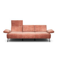 3-SITZER-SOFA Samt Rosa  - Schwarz/Rosa, Design, Textil/Metall (234-264/85/86-94cm) - SENSOO