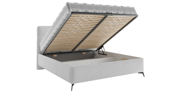 POLSTERBETT gepolstertes Kopfteil, Lattenrost Hellgrau 140/200 cm  - Hellgrau/Schwarz, MODERN, Holz/Textil (140/200cm) - Carryhome