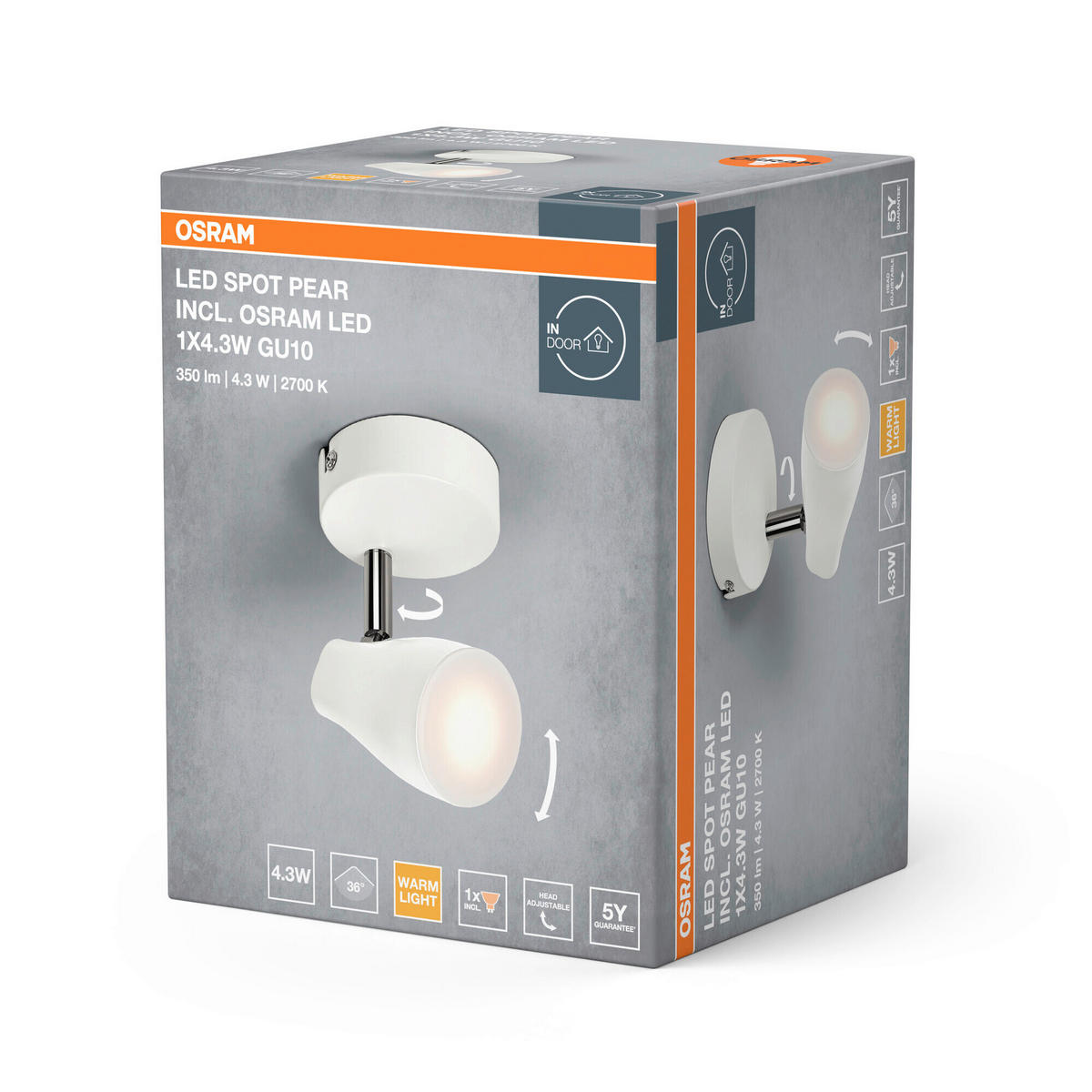 LED-STRAHLER 11/8/9,2 cm   - Weiß, Basics, Kunststoff/Metall (11/8/9,2cm) - Osram