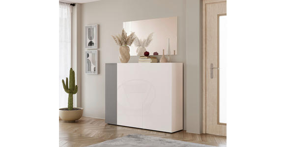 SCHUHSCHRANK  in 145/113/34 cm  - Schwarz/Weiß, Design, Glas/Holzwerkstoff (145/113/34cm) - Voleo