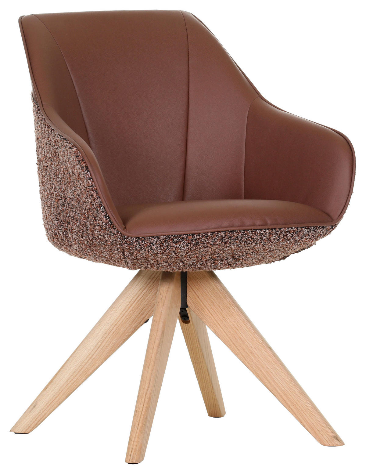 STOLIČKA S PODRÚČKAMI, ženilka, vzhľad kože, červenohnedá - červenohnedá/farba duba, Konventionell, drevo/textil (60/83/65cm) - Landscape