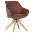 ARMLEHNSTUHL  Sitzfläche 360° drehbar, automatische Rückholfunktion Chenille, Lederlook  - Rotbraun/Eichefarben, KONVENTIONELL, Holz/Textil (60/83/65cm) - Landscape