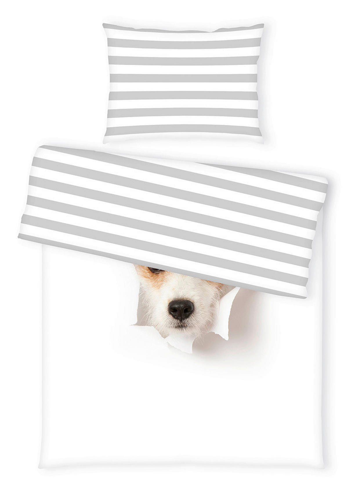 POSTELJINA ZA MLADE 140/200 cm  DOG  - bijela/siva, Konvencionalno, tekstil (140/200cm)