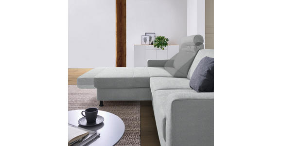 ECKSOFA in Webstoff Hellgrau  165/257 cm  - Hellgrau/Schwarz, Design, Kunststoff/Textil (165/257cm) - Xora