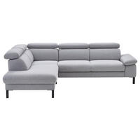 ECKSOFA Flachgewebe Hellgrau  - Hellgrau/Schwarz, Design, Holzwerkstoff/Textil (217/272cm) - Pure Home Comfort