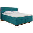 BOXSPRINGBETT 180/200 cm  in Petrol  - Eichefarben/Petrol, Natur, Holz/Textil (180/200cm) - Linea Natura