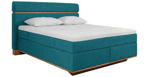 BOXSPRINGBETT 180/200 cm  in Petrol  - Eichefarben/Petrol, Natur, Holz/Textil (180/200cm) - Linea Natura