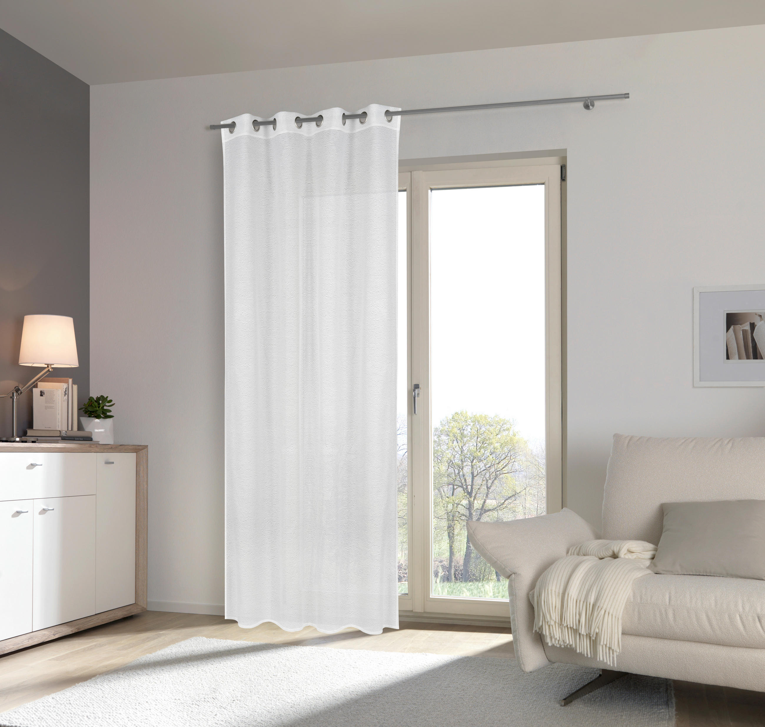 ÖSENSCHAL LORENA transparent 135/245 cm   - Weiß, Basics, Textil (135/245cm) - Esposa