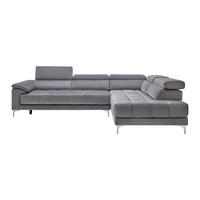 ECKSOFA in Samt Dunkelgrau  - Dunkelgrau/Silberfarben, Modern, Kunststoff/Textil (299/210cm) - Livetastic