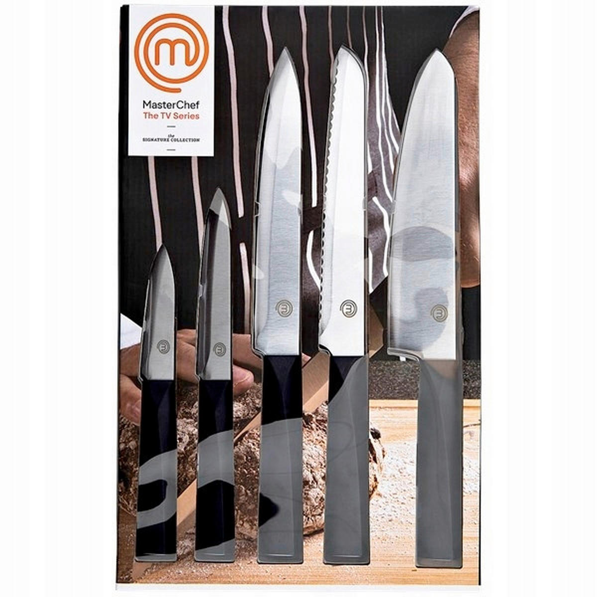 SET NOŽEVA      5 delova  - srebrna/crna, Osnovno, metal/plastika