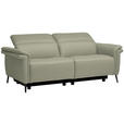 3-SITZER-SOFA  in Echtleder Hellgrau   - Hellgrau/Schwarz, Design, Leder/Metall (210/79/104cm) - Belluti