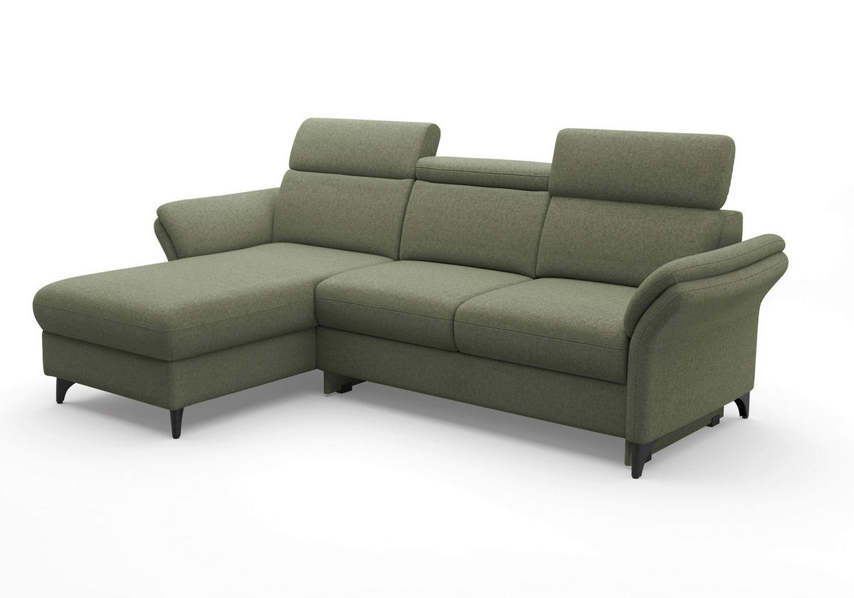 ECKSOFA Flachgewebe Olivgrün  - Schwarz/Olivgrün, Konventionell, Textil/Metall (166/253cm) - Sit & More