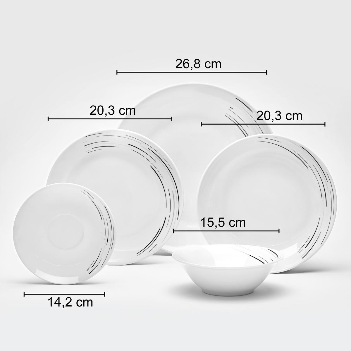 KOMBI SERVIS    32-dijelni   Montreal  - bijela/siva, Basics, keramika (29/33,5/30,2cm) - Van Well