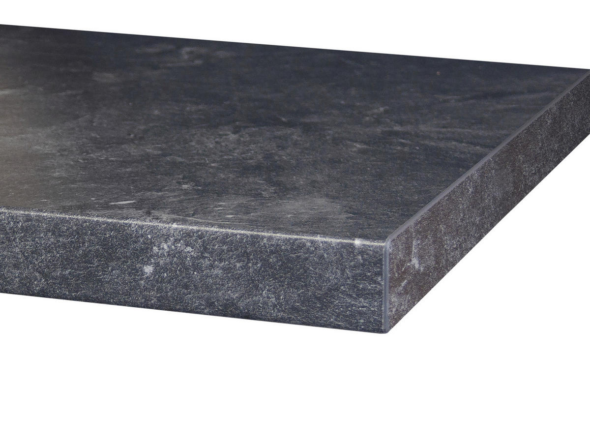 KÜCHENBLOCK 310 cm   in Weiß, Weiß Hochglanz  - Schieferfarben/Edelstahlfarben, MODERN, Holzwerkstoff/Metall (310cm) - FlexWell