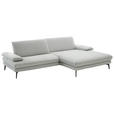 ECKSOFA in Chenille, Flachgewebe Silberfarben  284/180 cm  - Silberfarben/Schwarz, Design, Textil/Metall (284/180cm) - Dieter Knoll