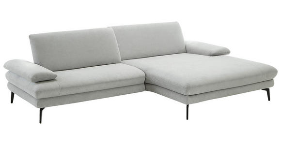 ECKSOFA in Chenille, Flachgewebe Silberfarben  284/180 cm  - Silberfarben/Schwarz, Design, Textil/Metall (284/180cm) - Dieter Knoll
